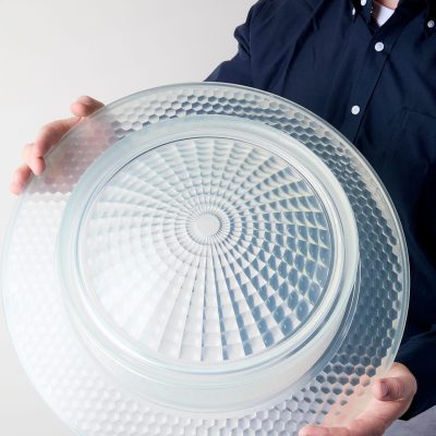SLA 3D printed large lens using rapid prototyping services.