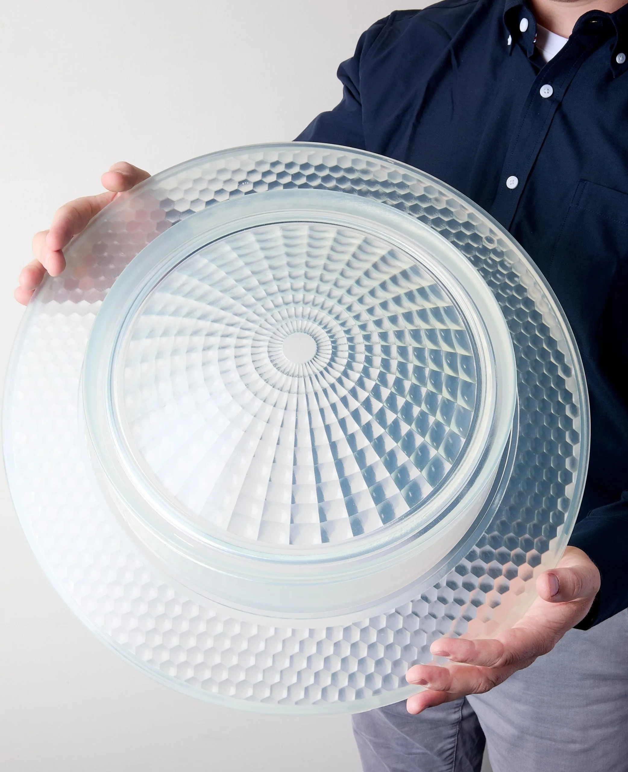 SLA 3D printed large lens using rapid prototyping services.